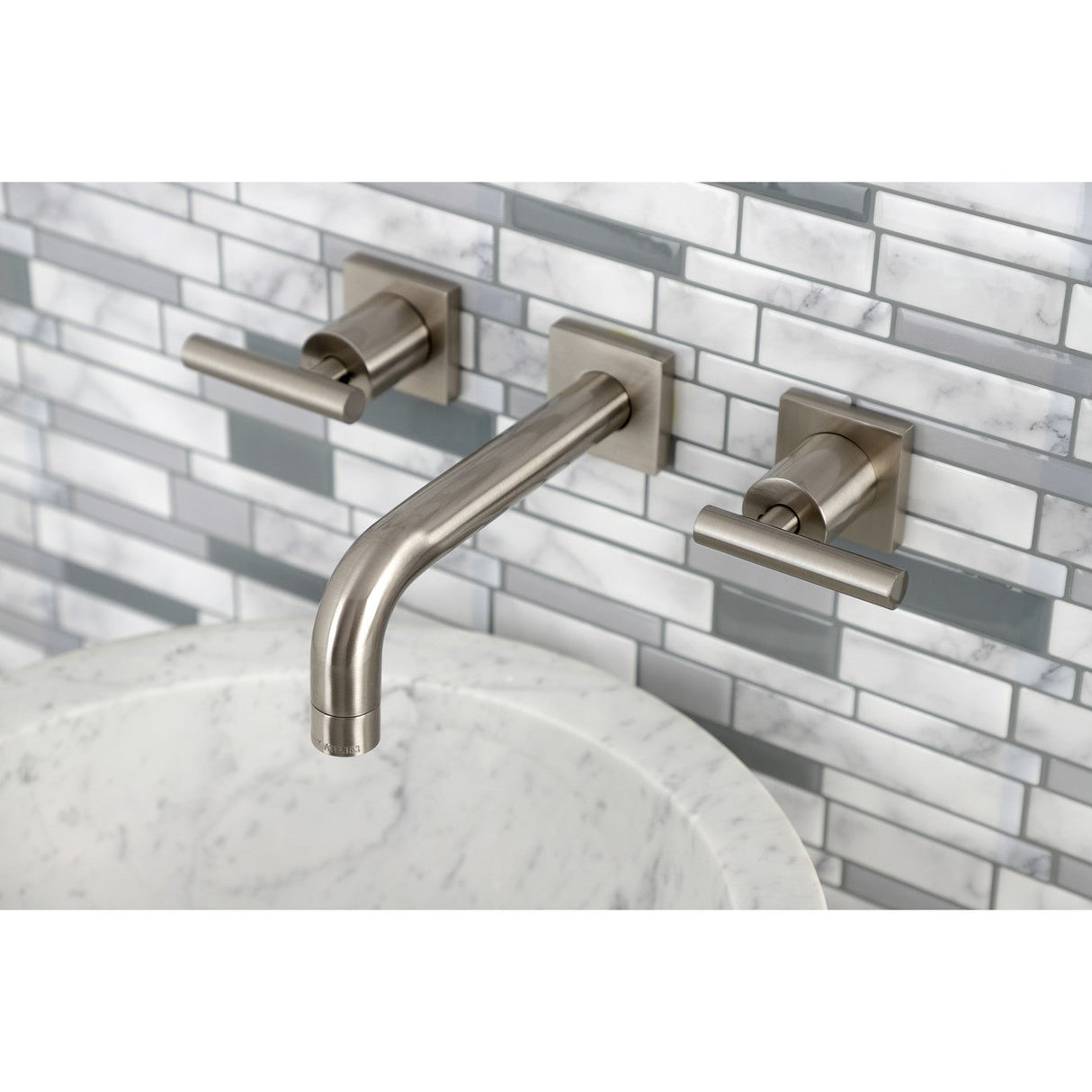 Manhattan KS6128CML Two-Handle 3-Hole Wall Mount Bathroom Faucet, Brushed Nickel