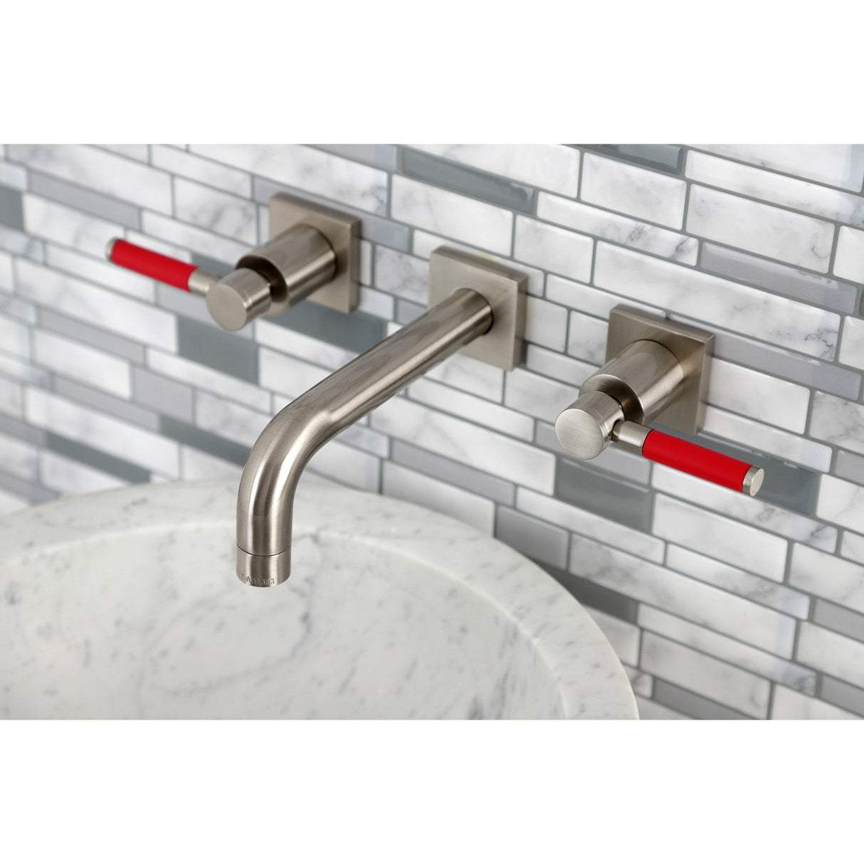 Kaiser KS6128DKL Two-Handle 3-Hole Wall Mount Bathroom Faucet, Brushed Nickel