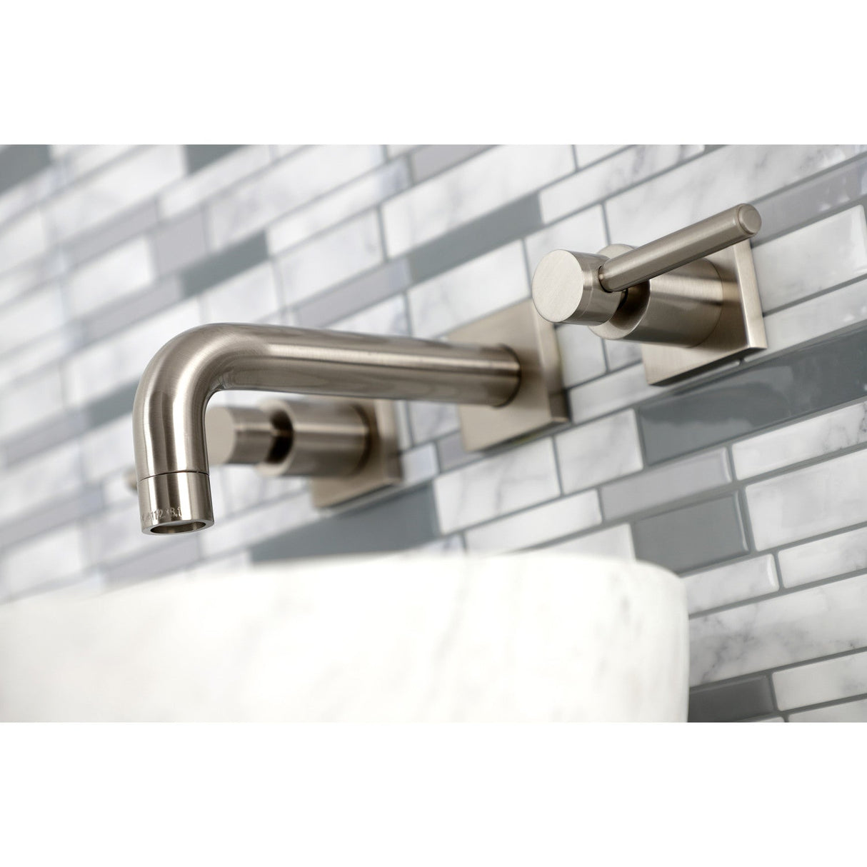 Concord KS6128DL Two-Handle 3-Hole Wall Mount Bathroom Faucet, Brushed Nickel