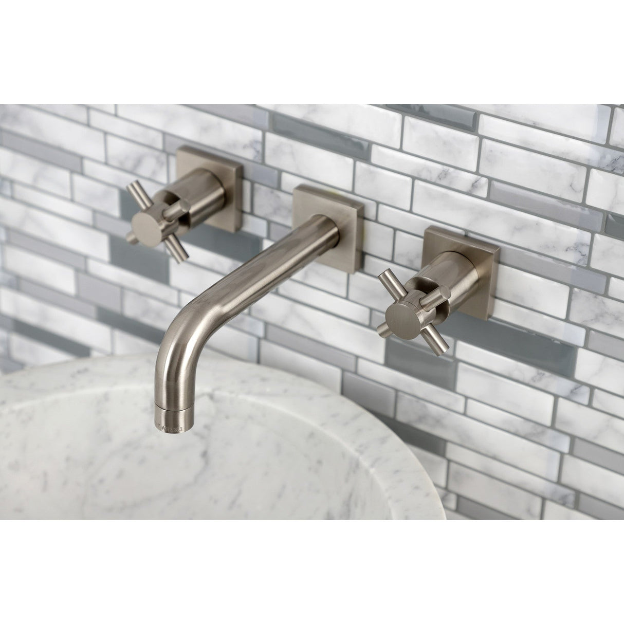 Concord KS6128DX Two-Handle 3-Hole Wall Mount Bathroom Faucet, Brushed Nickel