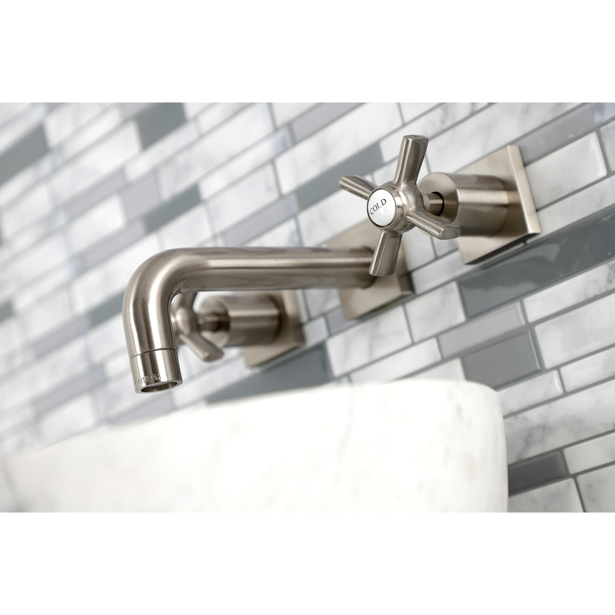 Millennium KS6128ZX Two-Handle 3-Hole Wall Mount Bathroom Faucet, Brushed Nickel