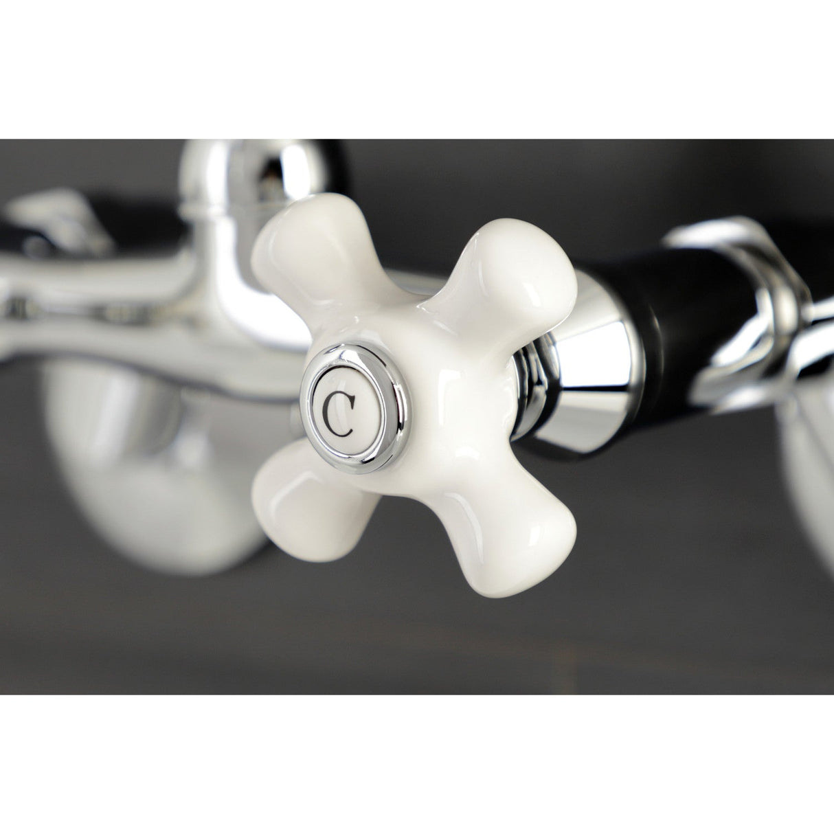 Kingston KS612C Two-Handle 2-Hole Wall Mount Bar Faucet, Polished Chrome