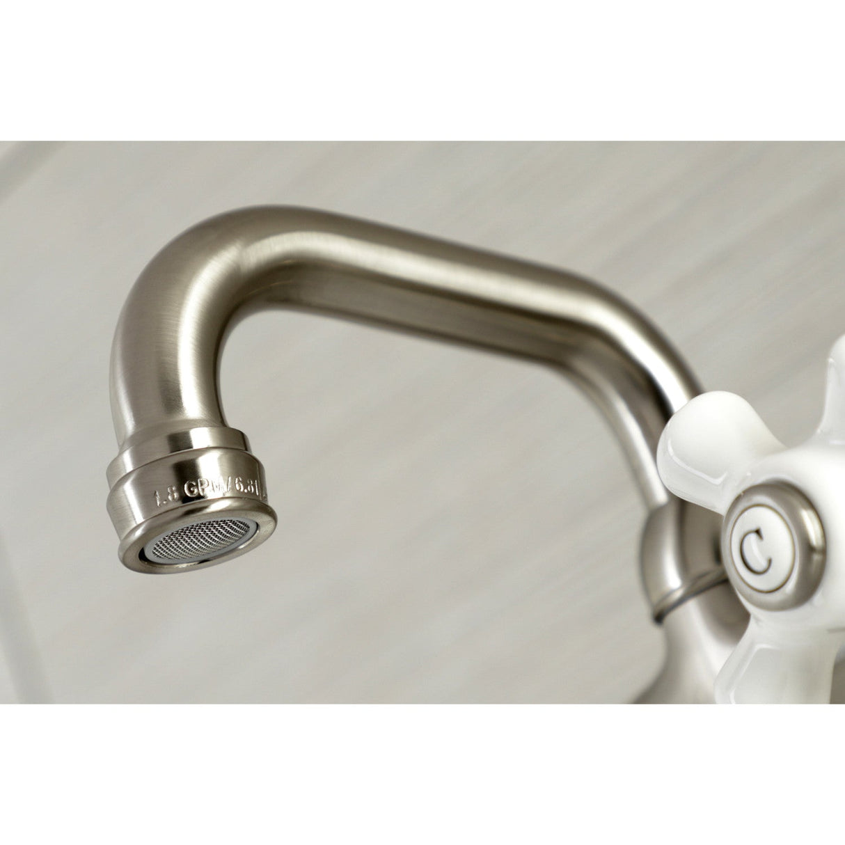 Kingston KS612SN Two-Handle 2-Hole Wall Mount Bar Faucet, Brushed Nickel