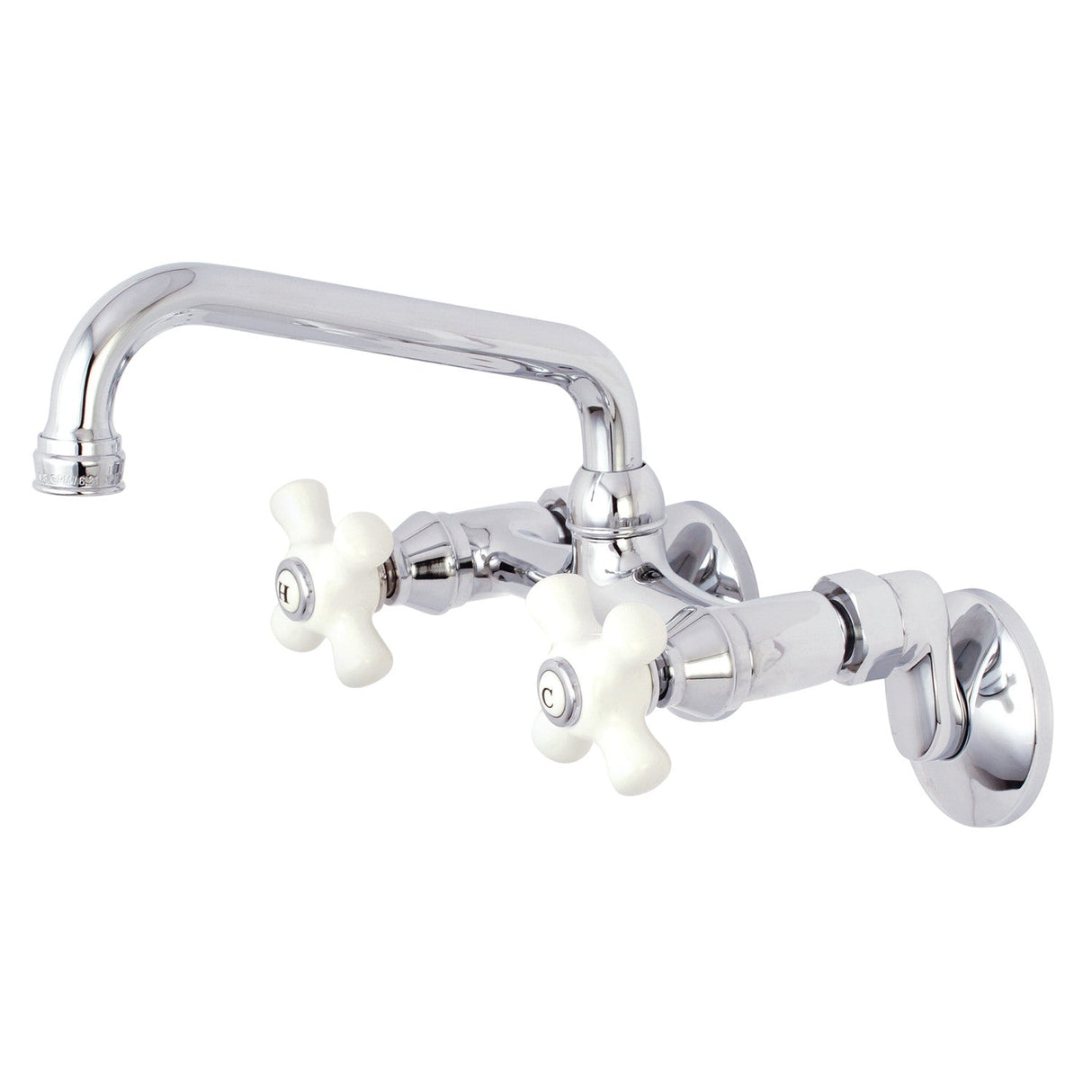 Kingston KS613C Two-Handle 2-Hole Wall Mount Kitchen Faucet, Polished Chrome