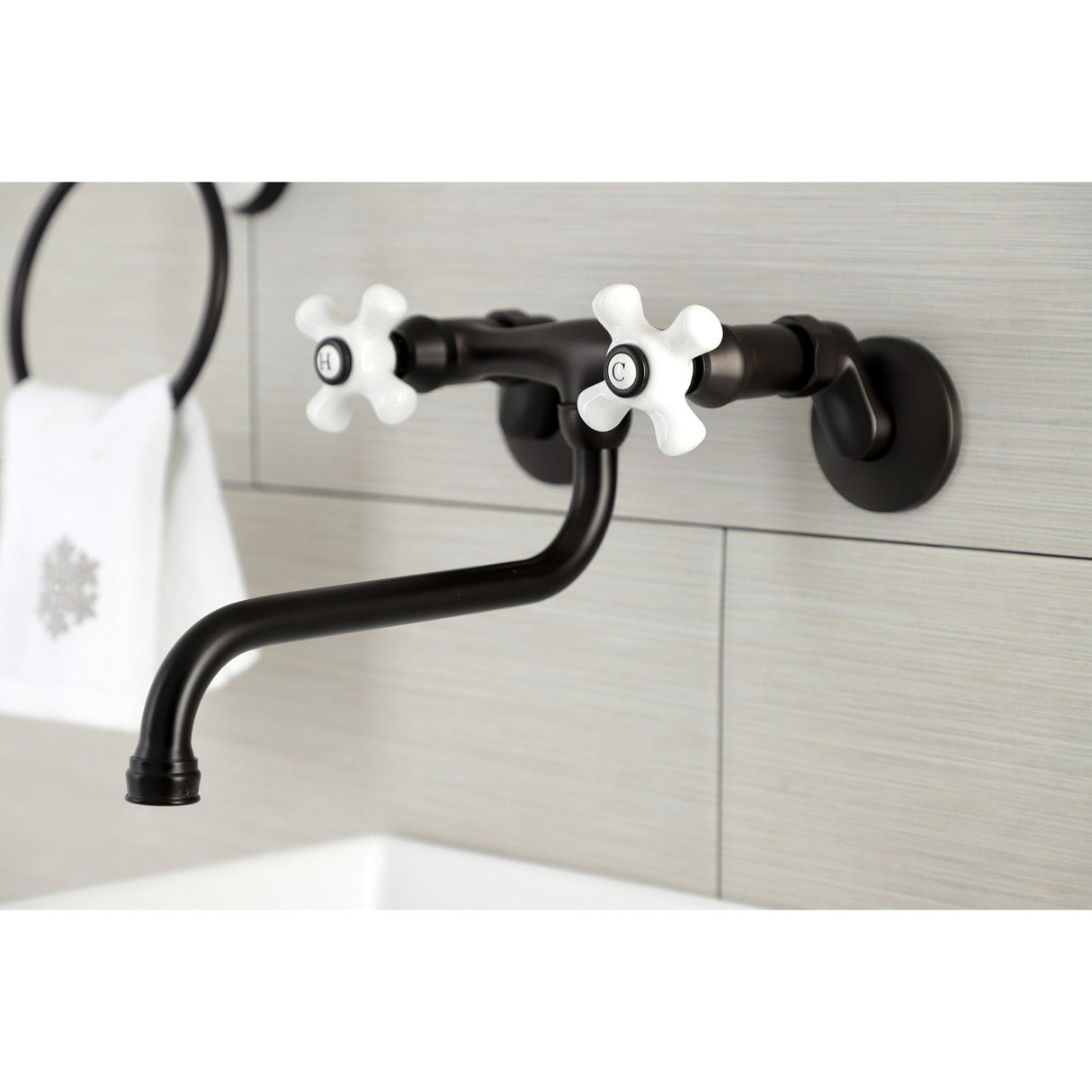 Kingston KS615ORB Two-Handle 2-Hole Wall Mount Bathroom Faucet, Oil Rubbed Bronze