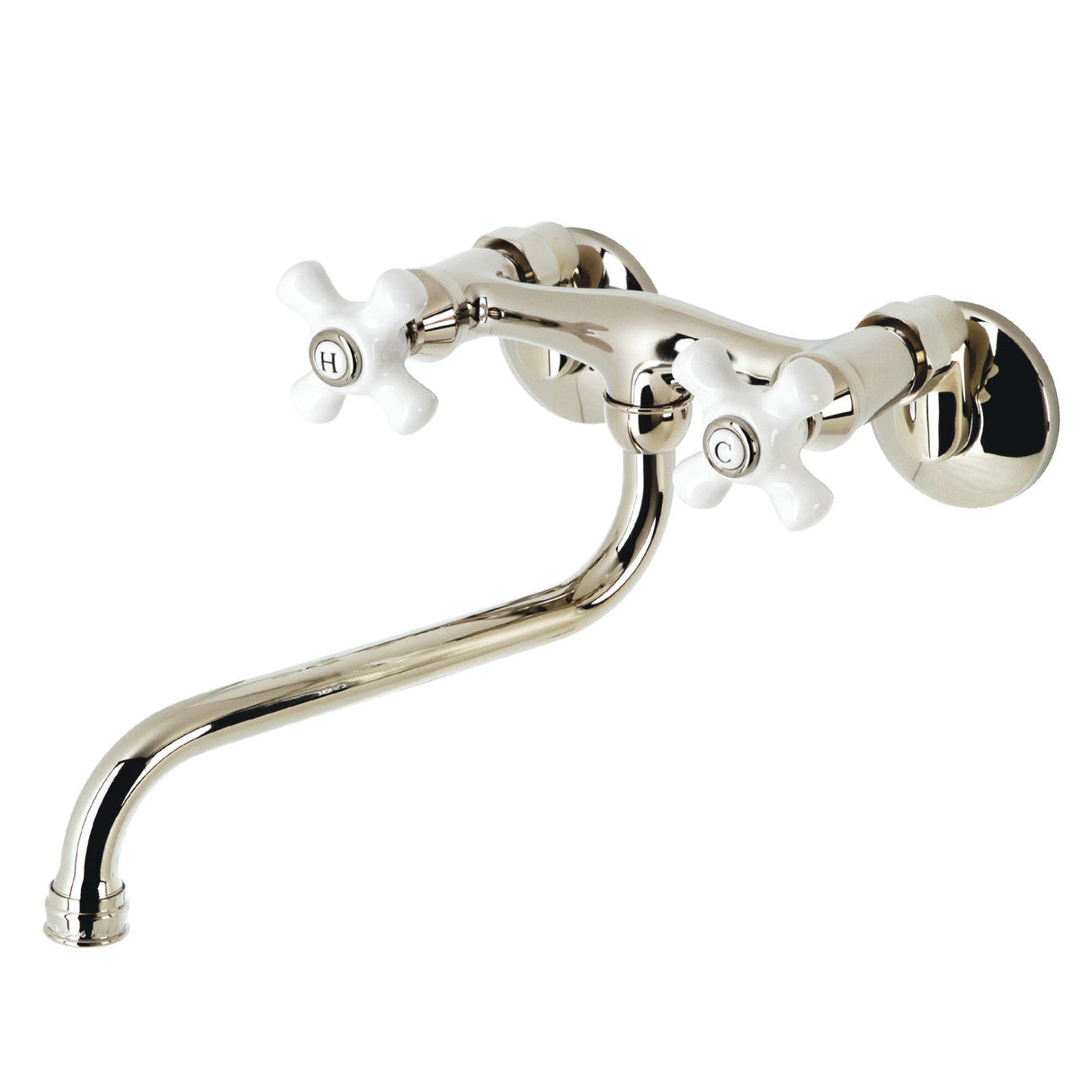 Kingston KS615PN Two-Handle 2-Hole Wall Mount Bathroom Faucet, Polished Nickel