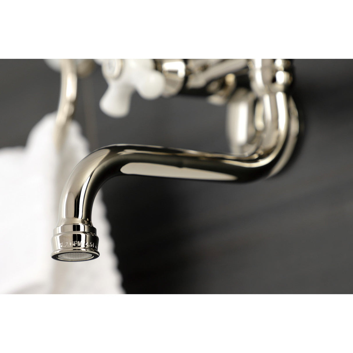Kingston KS616PN Two-Handle 2-Hole Wall Mount Bathroom Faucet, Polished Nickel