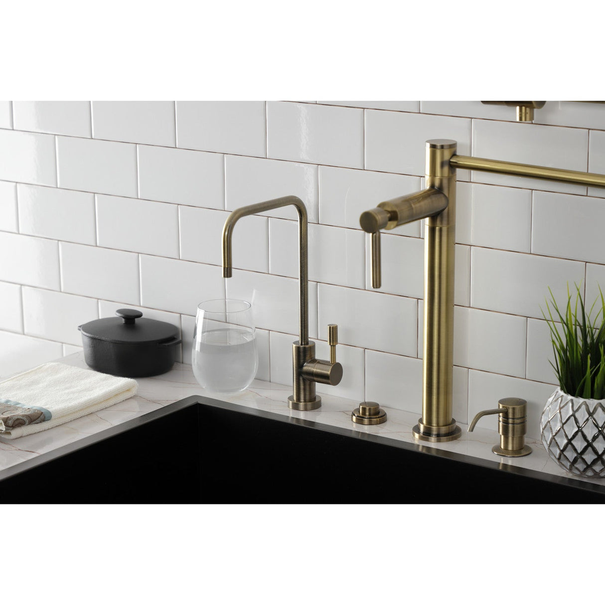 Concord KS6193DL Single-Handle 1-Hole Deck Mount Water Filtration Faucet, Antique Brass