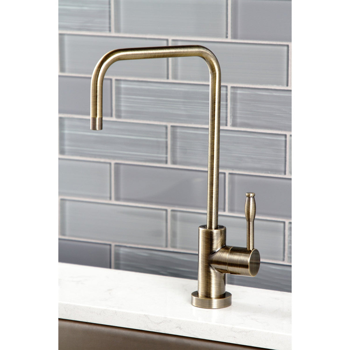 Nustudio KS6193NKL Single-Handle 1-Hole Deck Mount Water Filtration Faucet, Antique Brass