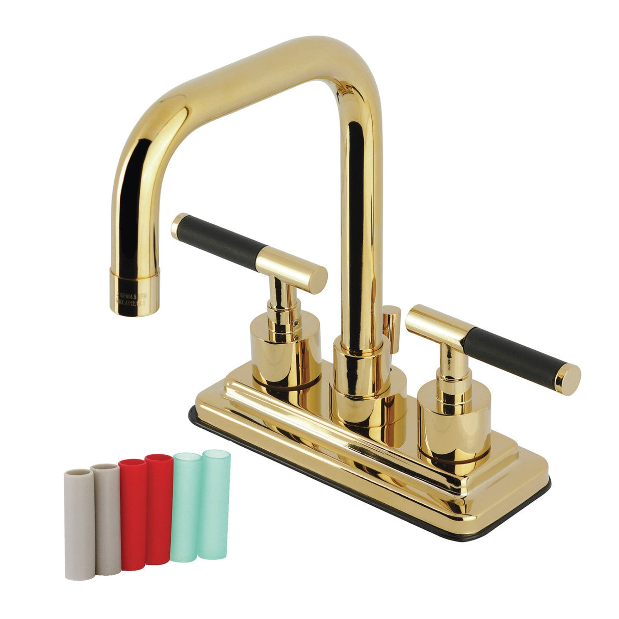 Kaiser KS6642CKL Two-Handle 3-Hole Deck Mount 4" Centerset Bathroom Faucet with Brass Pop-Up, Polished Brass