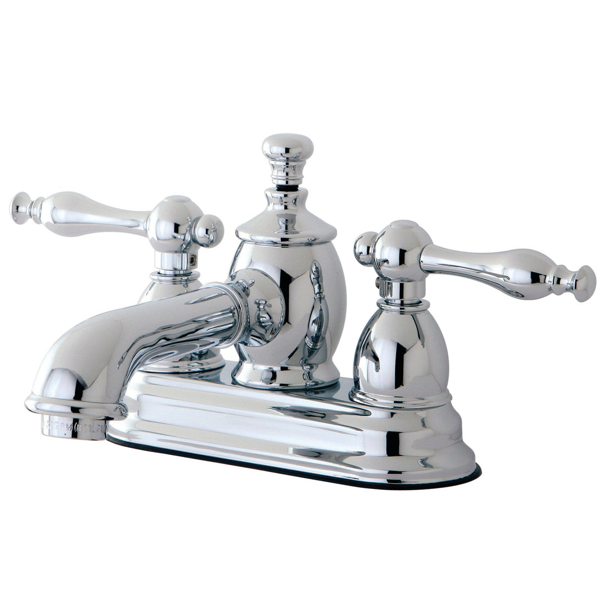 Naples KS7001NL Two-Handle 3-Hole Deck Mount 4" Centerset Bathroom Faucet with Brass Pop-Up, Polished Chrome
