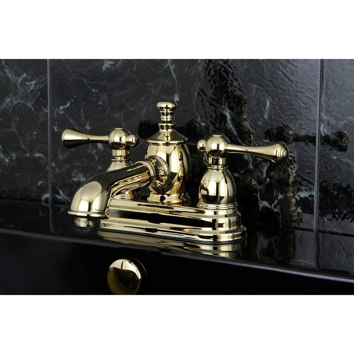 Vintage KS7002BL Two-Handle 3-Hole Deck Mount 4" Centerset Bathroom Faucet with Brass Pop-Up, Polished Brass