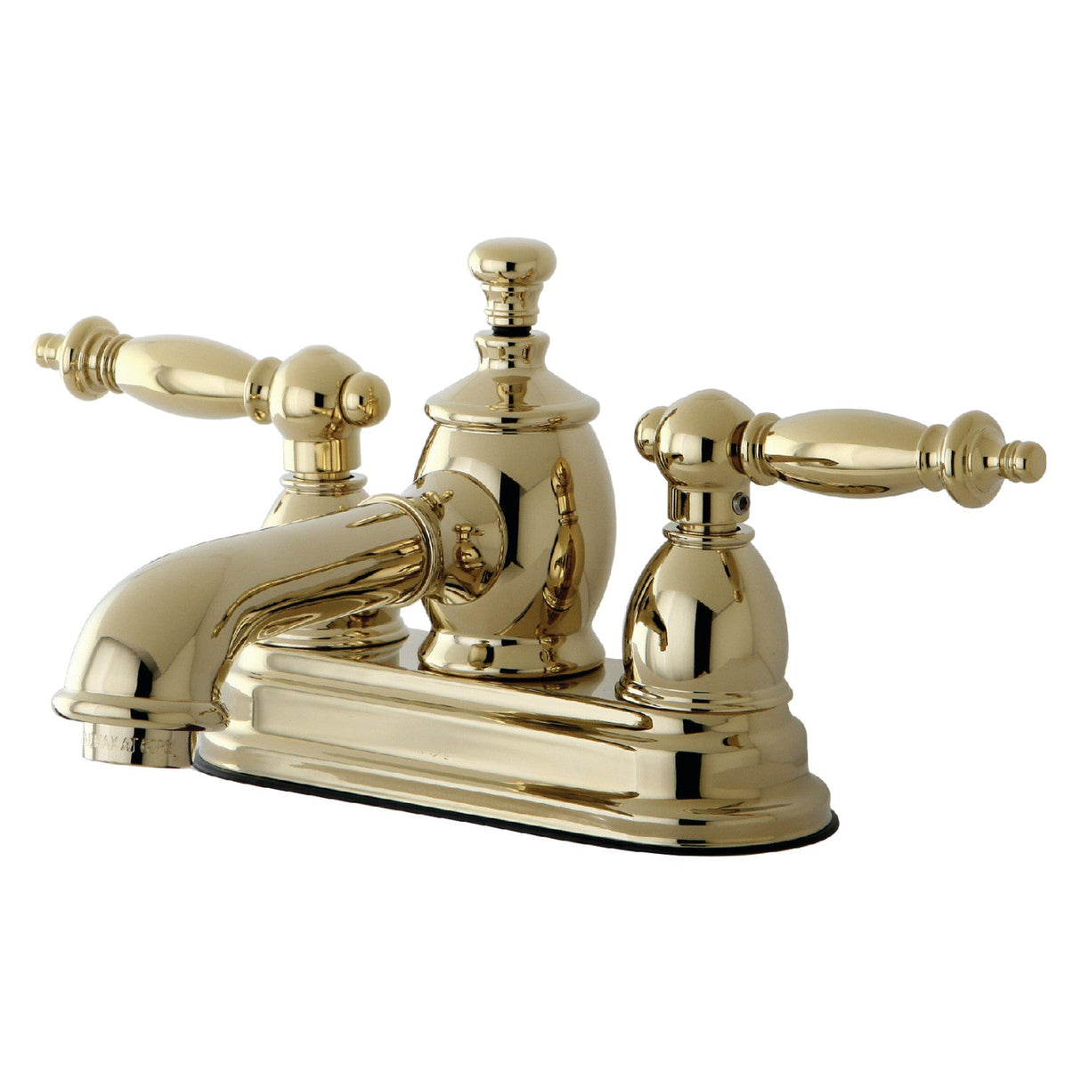 Templeton KS7002TL Two-Handle 3-Hole Deck Mount 4" Centerset Bathroom Faucet with Brass Pop-Up, Polished Brass