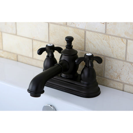 French Country KS7005TX Two-Handle 3-Hole Deck Mount 4" Centerset Bathroom Faucet with Brass Pop-Up, Oil Rubbed Bronze