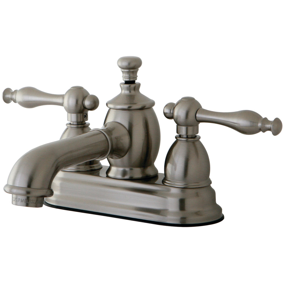Naples KS7008NL Two-Handle 3-Hole Deck Mount 4" Centerset Bathroom Faucet with Brass Pop-Up, Brushed Nickel