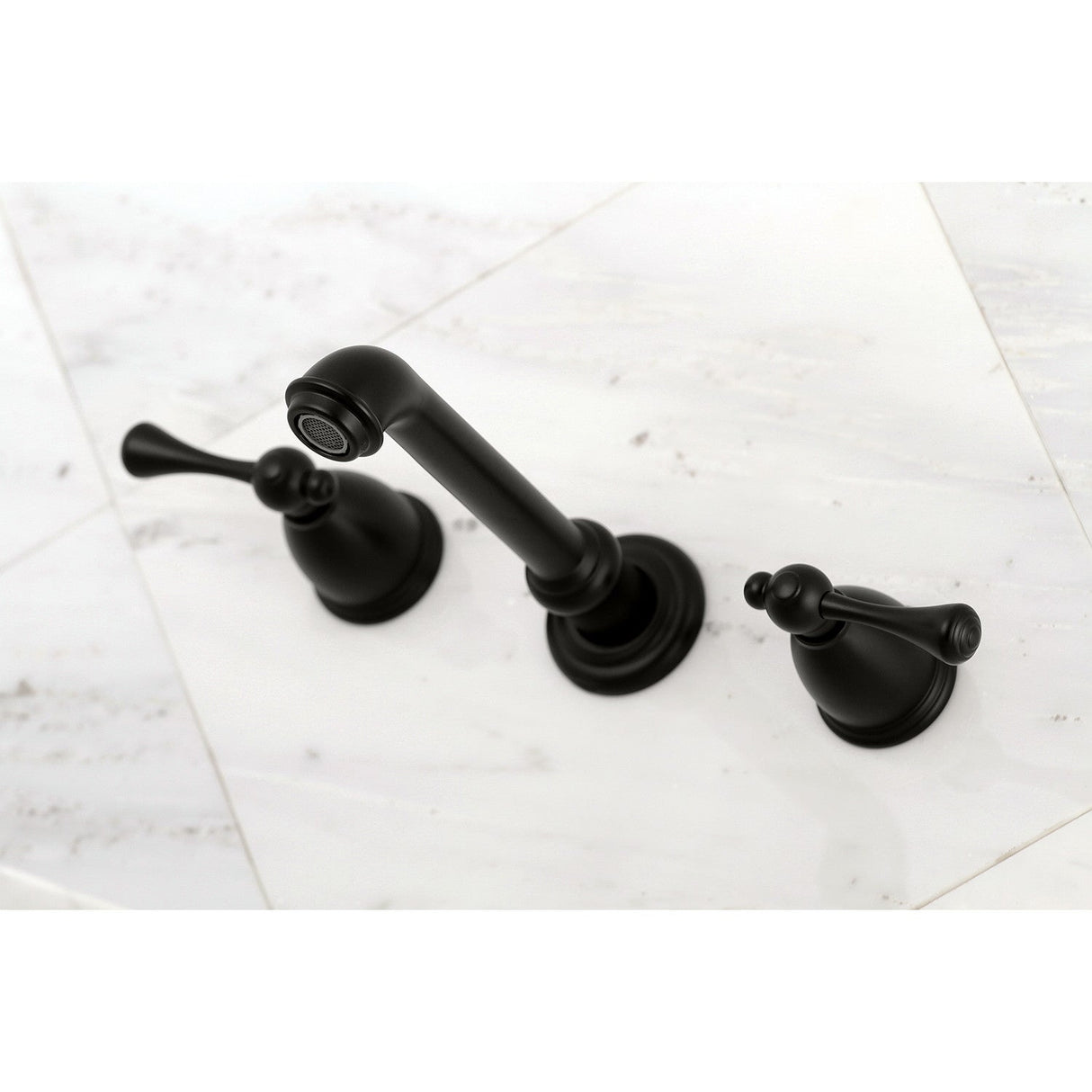 English Country KS7020BL Two-Handle 3-Hole Wall Mount Roman Tub Faucet, Matte Black