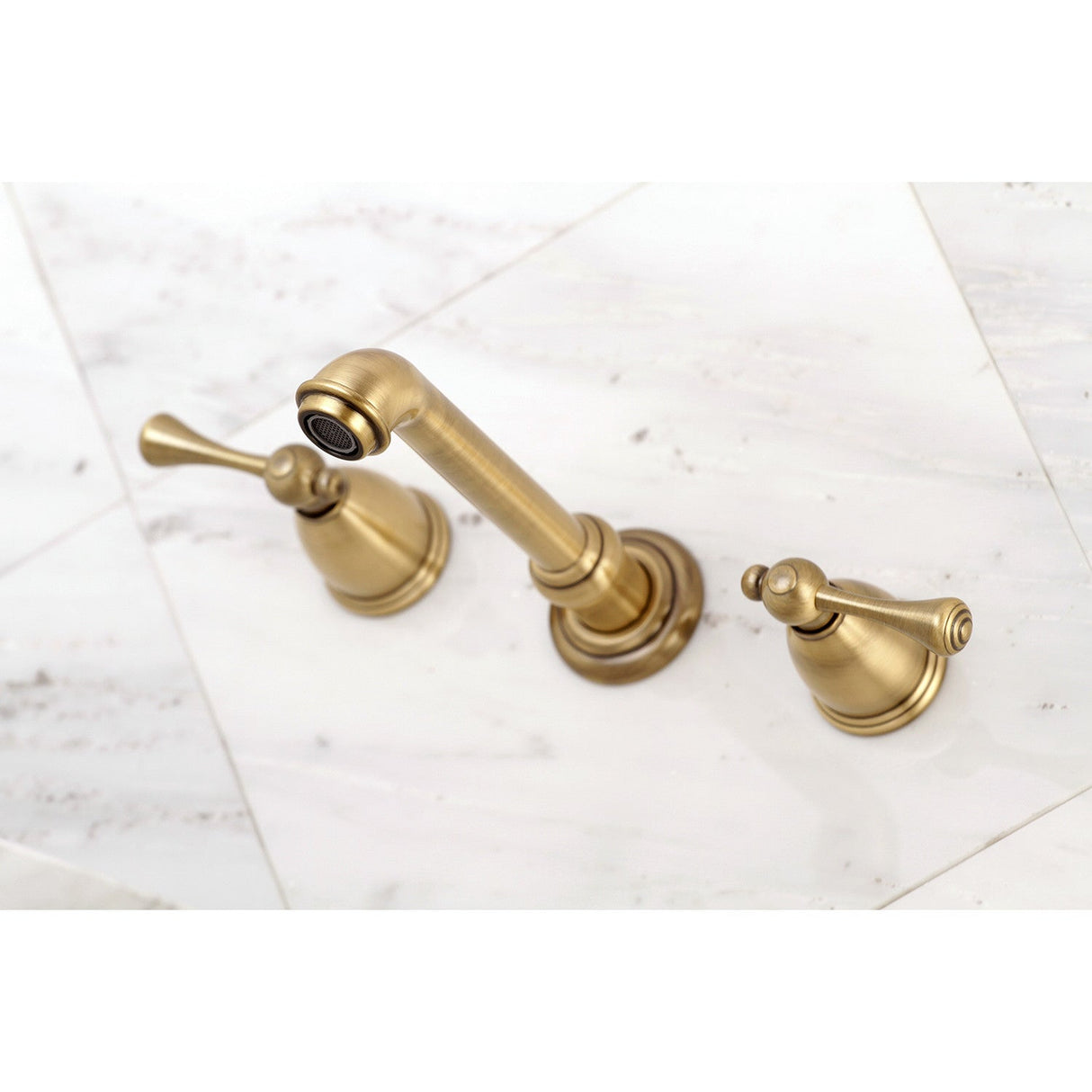 English Country KS7023BL Two-Handle 3-Hole Wall Mount Roman Tub Faucet, Antique Brass