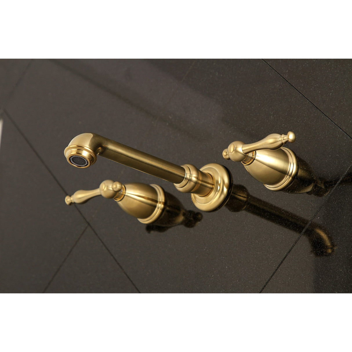 Naples KS7027NL Two-Handle 3-Hole Wall Mount Roman Tub Faucet, Brushed Brass
