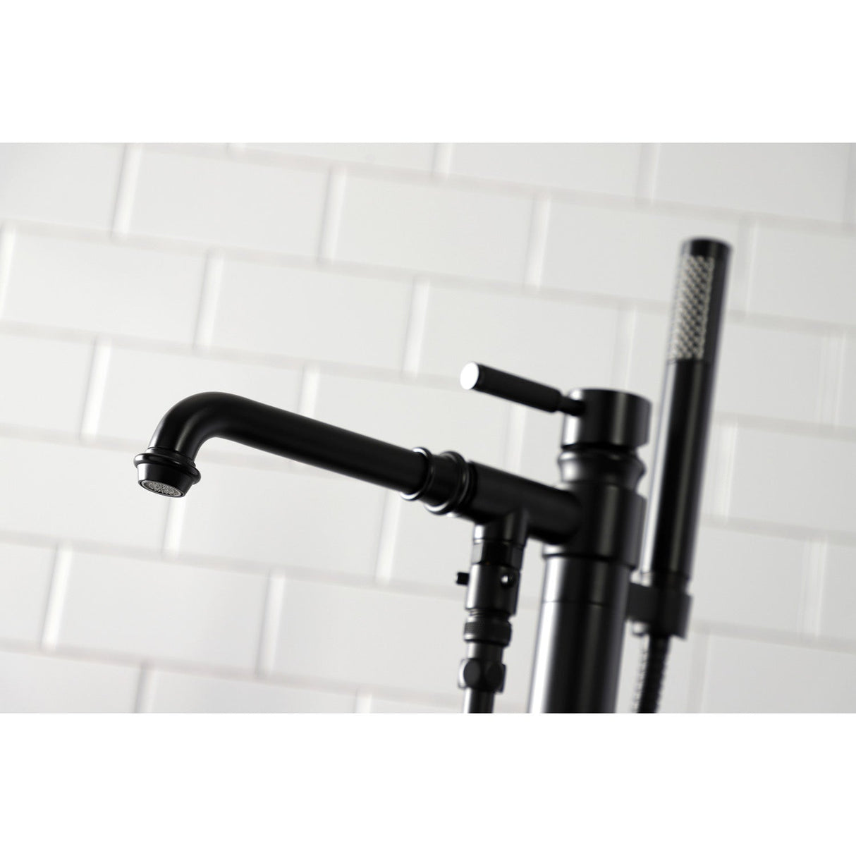 Kaiser KS7030DKL Single-Handle 1-Hole Freestanding Tub Faucet with Hand Shower, Matte Black
