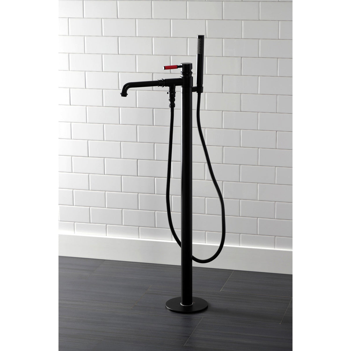 Kaiser KS7030DKL Single-Handle 1-Hole Freestanding Tub Faucet with Hand Shower, Matte Black