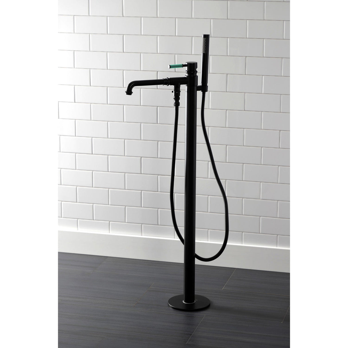 Kaiser KS7030DKL Single-Handle 1-Hole Freestanding Tub Faucet with Hand Shower, Matte Black