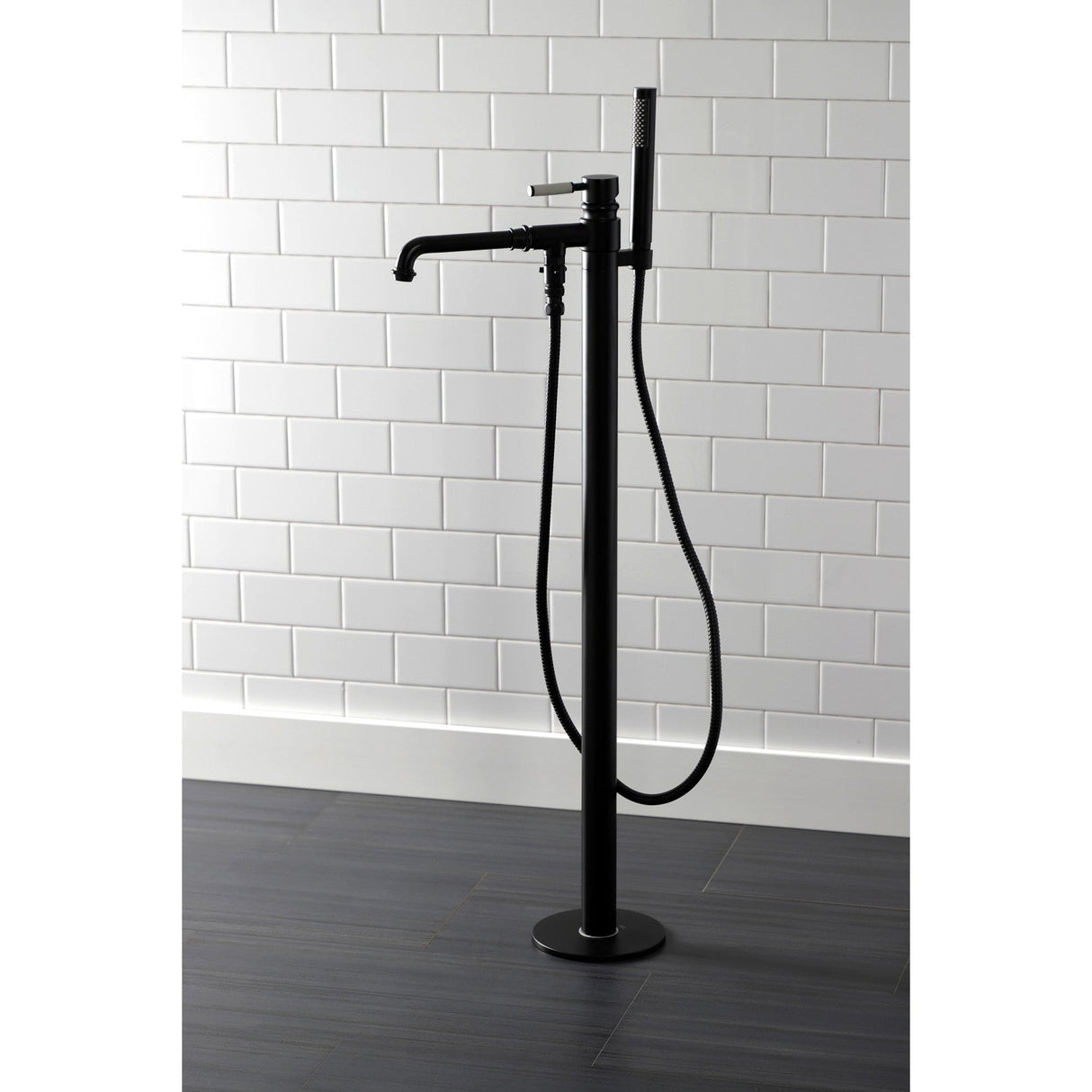 Kaiser KS7030DKL Single-Handle 1-Hole Freestanding Tub Faucet with Hand Shower, Matte Black