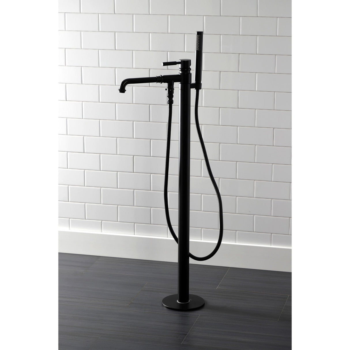 Kaiser KS7030DKL Single-Handle 1-Hole Freestanding Tub Faucet with Hand Shower, Matte Black