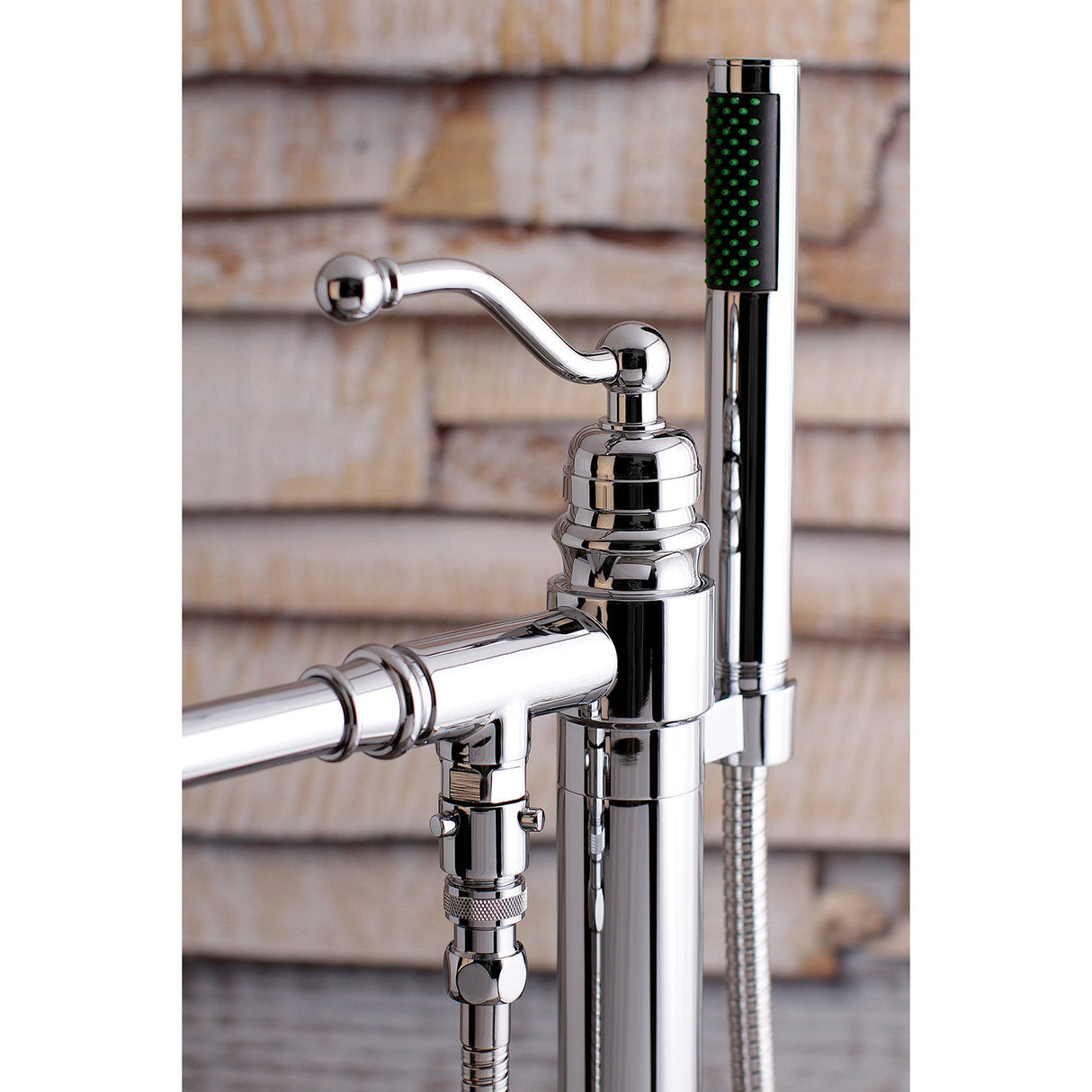 English Country KS7031ABL Single-Handle 1-Hole Freestanding Tub Faucet with Hand Shower, Polished Chrome