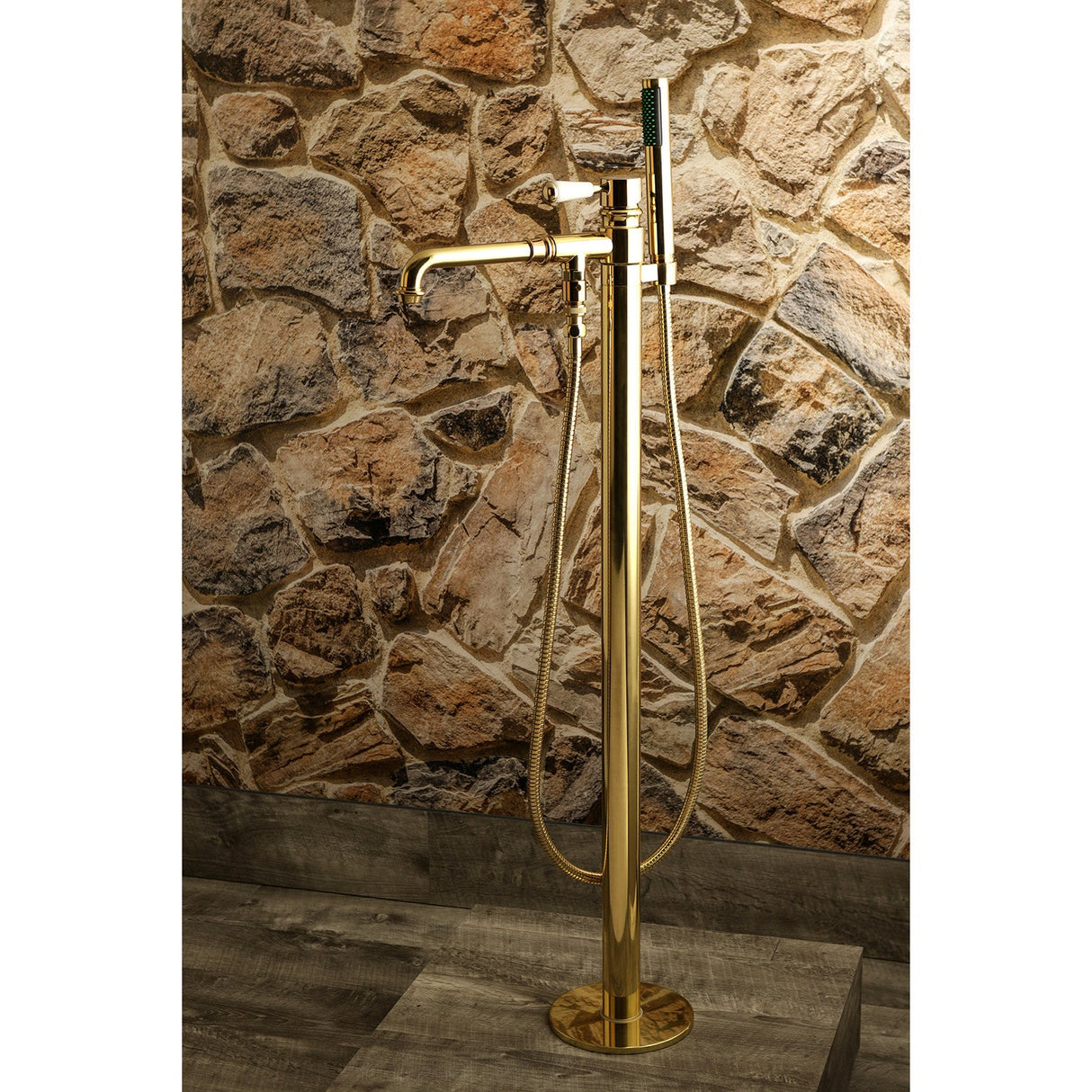 Paris KS7032DPL Single-Handle 1-Hole Freestanding Tub Faucet with Hand Shower, Polished Brass