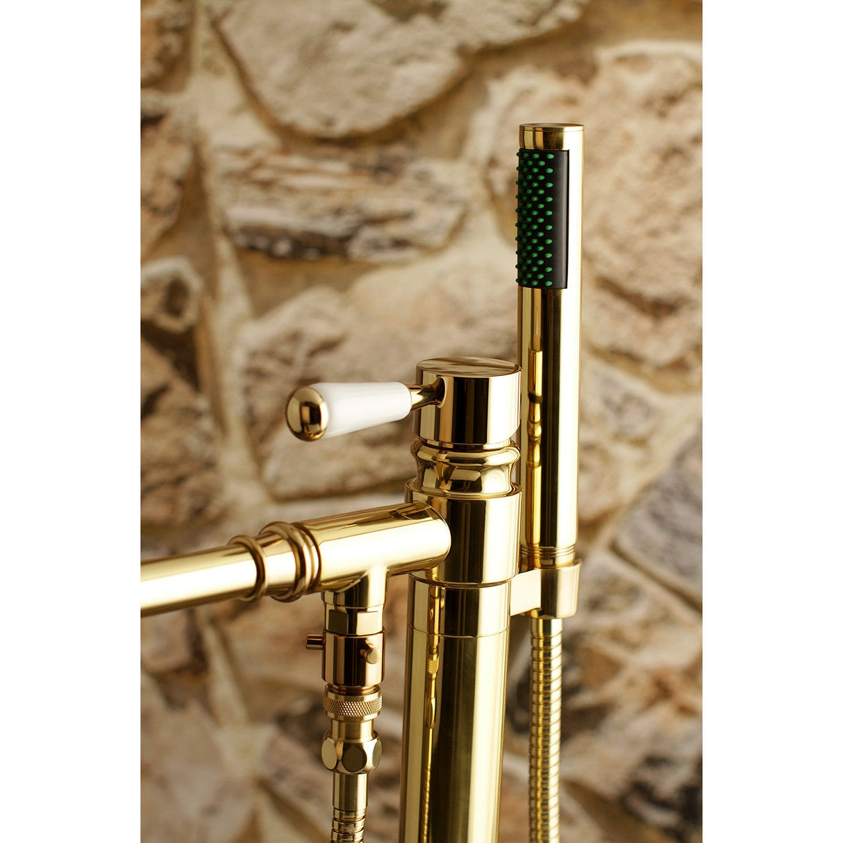 Paris KS7032DPL Single-Handle 1-Hole Freestanding Tub Faucet with Hand Shower, Polished Brass