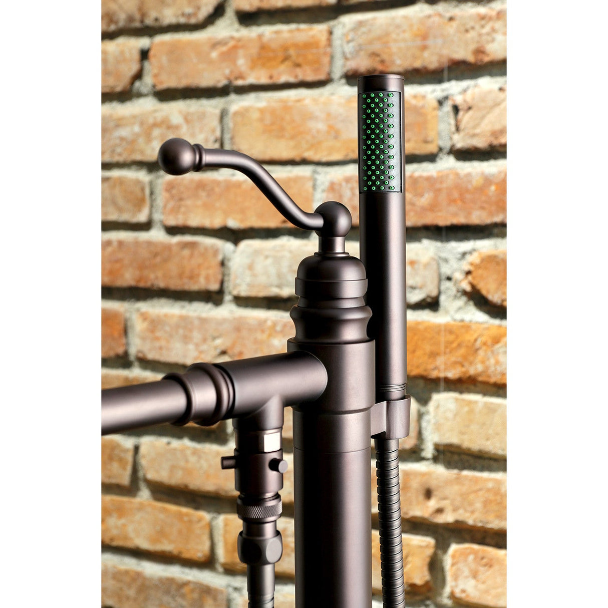 English Country KS7035ABL Single-Handle 1-Hole Freestanding Tub Faucet with Hand Shower, Oil Rubbed Bronze