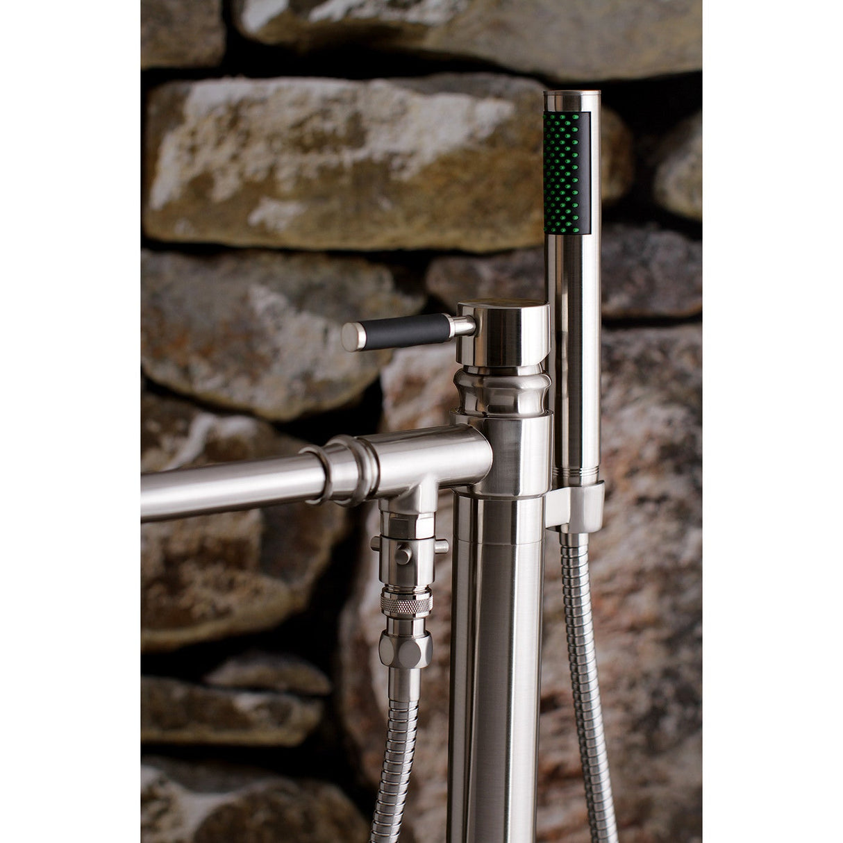 Kaiser KS7038DKL Single-Handle 1-Hole Freestanding Tub Faucet with Hand Shower, Brushed Nickel