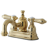 Heirloom KS7102BAL Two-Handle 3-Hole Deck Mount 4" Centerset Bathroom Faucet with Brass Pop-Up, Polished Brass