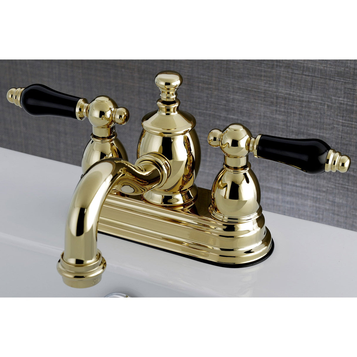 Duchess KS7102PKL Two-Handle 3-Hole Deck Mount 4" Centerset Bathroom Faucet with Brass Pop-Up, Polished Brass