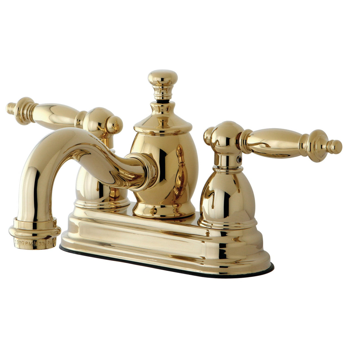 Templeton KS7102TL Two-Handle 3-Hole Deck Mount 4" Centerset Bathroom Faucet with Brass Pop-Up, Polished Brass
