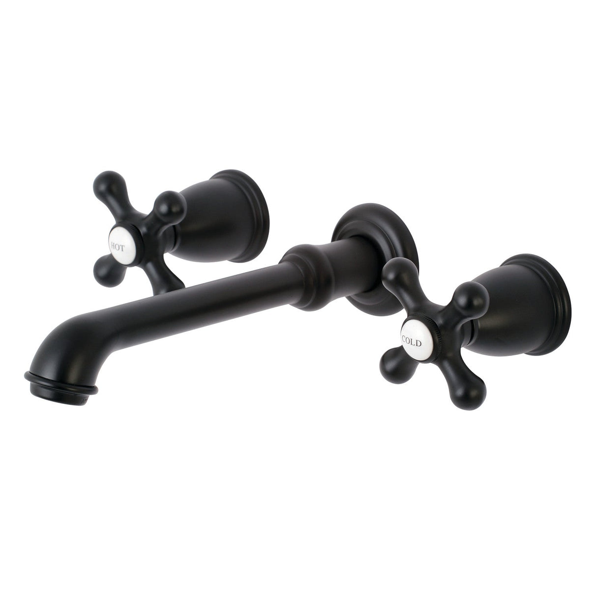 English Country KS7120AX Two-Handle 3-Hole Wall Mount Bathroom Faucet, Matte Black