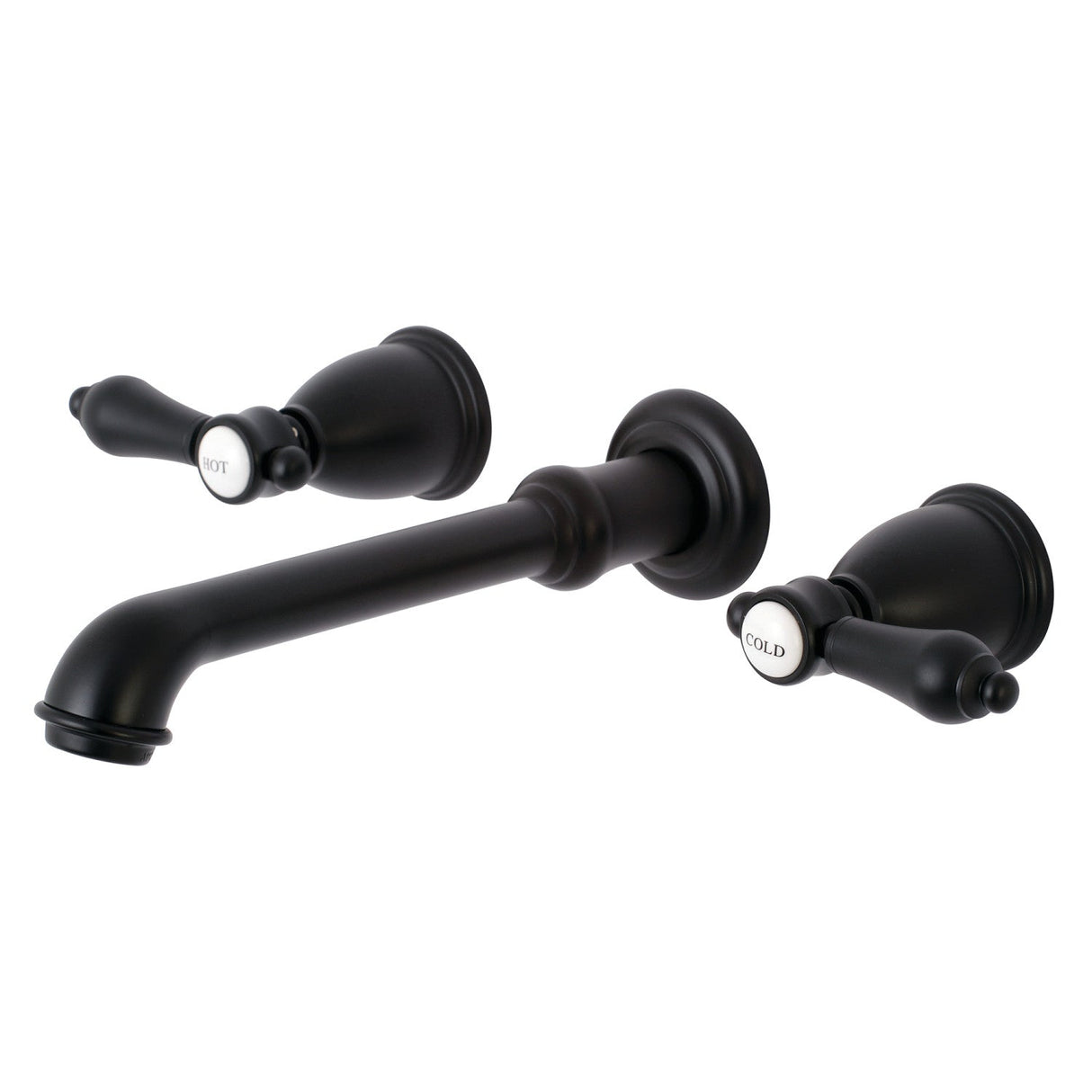 Heirloom KS7120BAL Two-Handle 3-Hole Wall Mount Bathroom Faucet, Matte Black