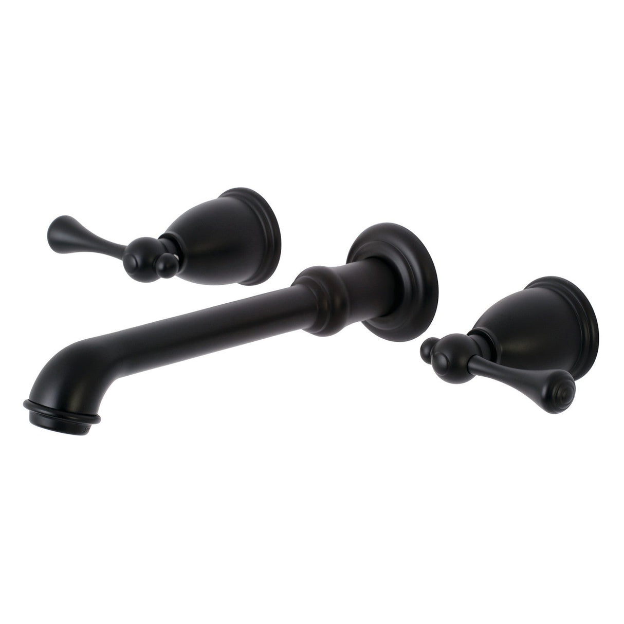English Country KS7120BL Two-Handle 3-Hole Wall Mount Bathroom Faucet, Matte Black