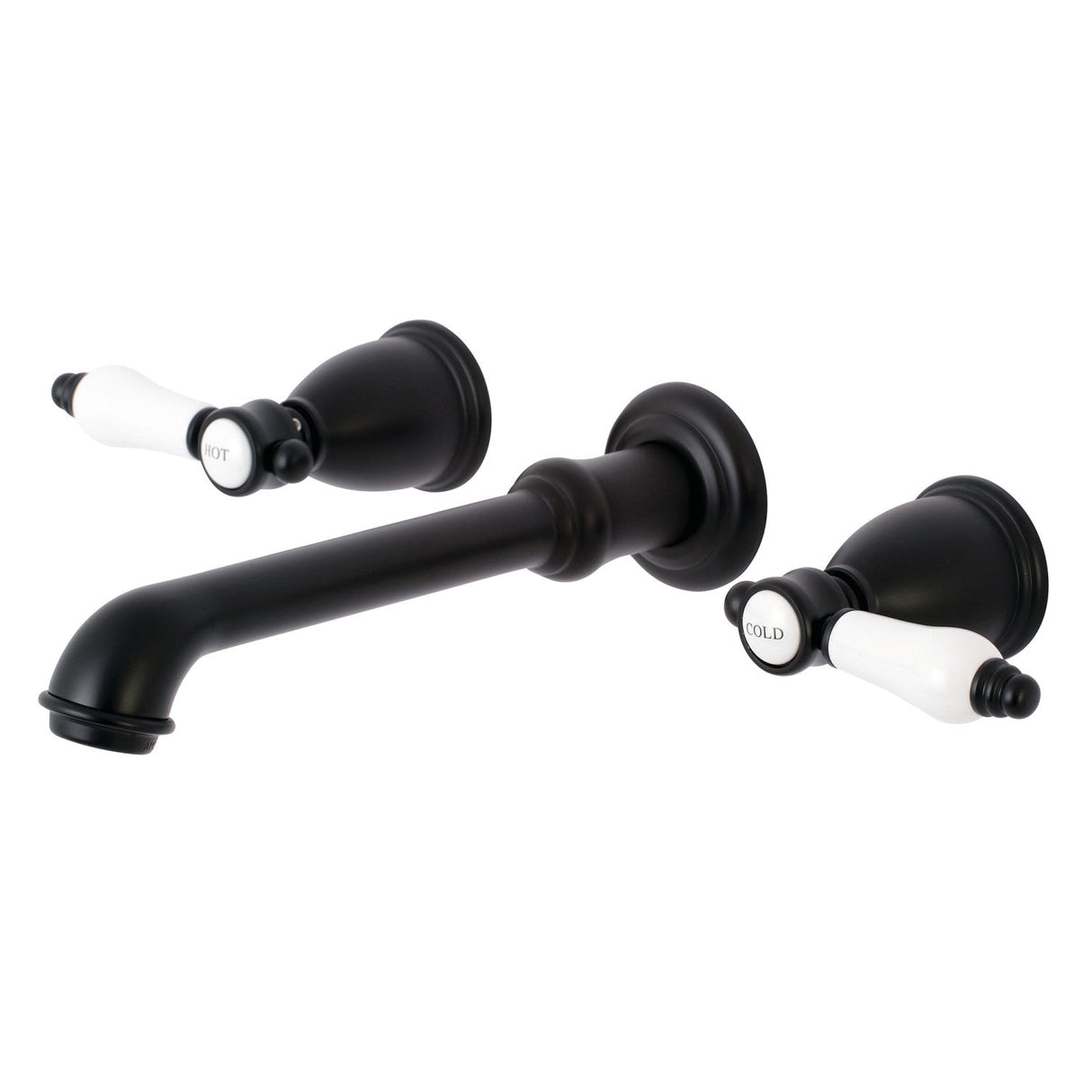 Bel-Air KS7120BPL Two-Handle 3-Hole Wall Mount Bathroom Faucet, Matte Black