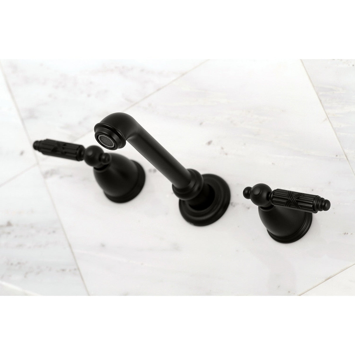 Georgian KS7120GL Two-Handle 3-Hole Wall Mount Bathroom Faucet, Matte Black