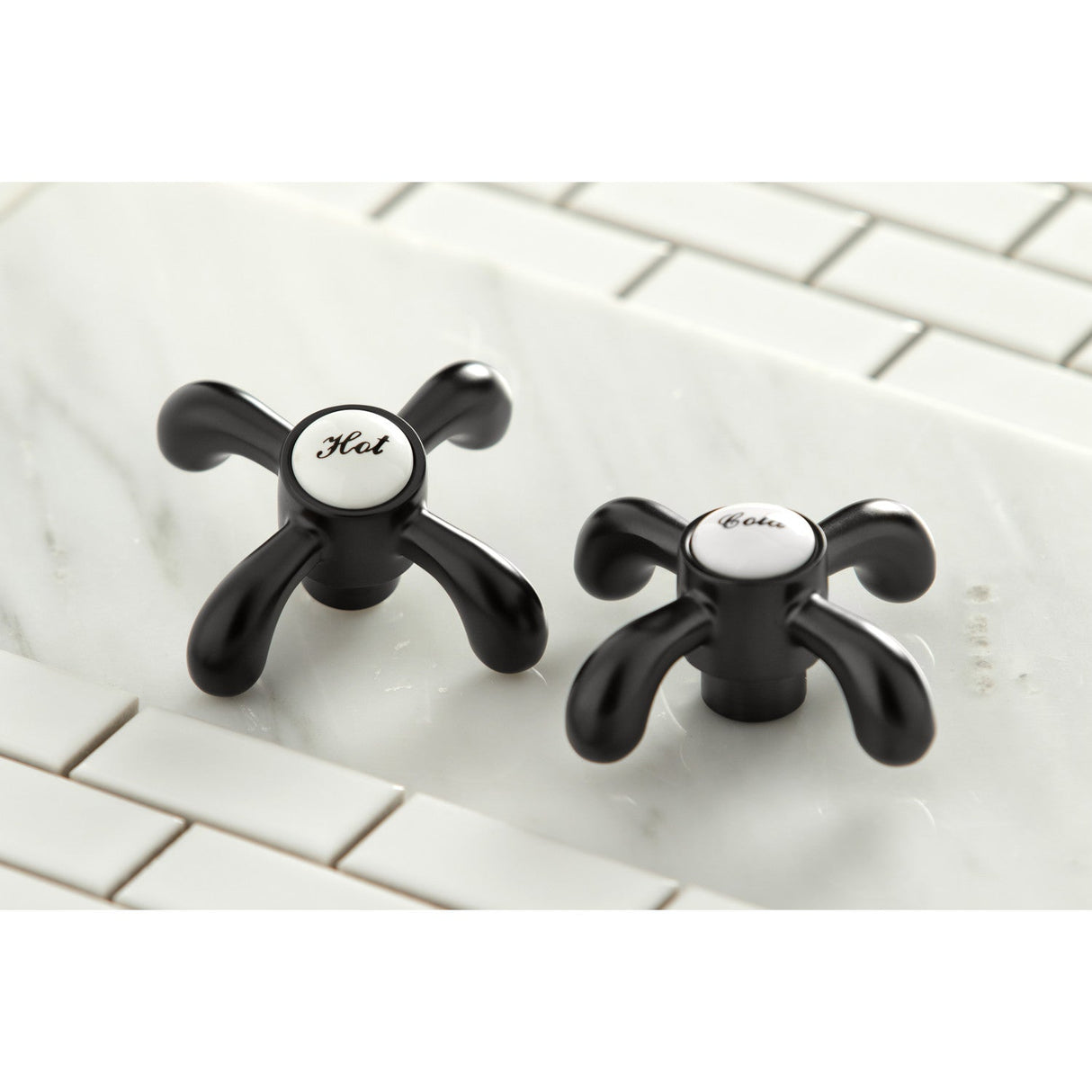 French Country KS7120TX Two-Handle 3-Hole Wall Mount Bathroom Faucet, Matte Black