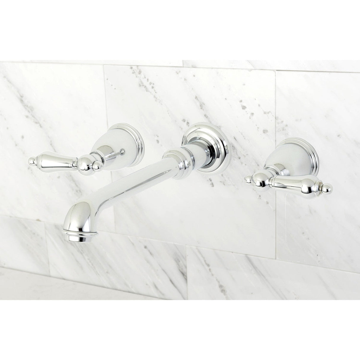 English Country KS7121AL Two-Handle 3-Hole Wall Mount Bathroom Faucet, Polished Chrome
