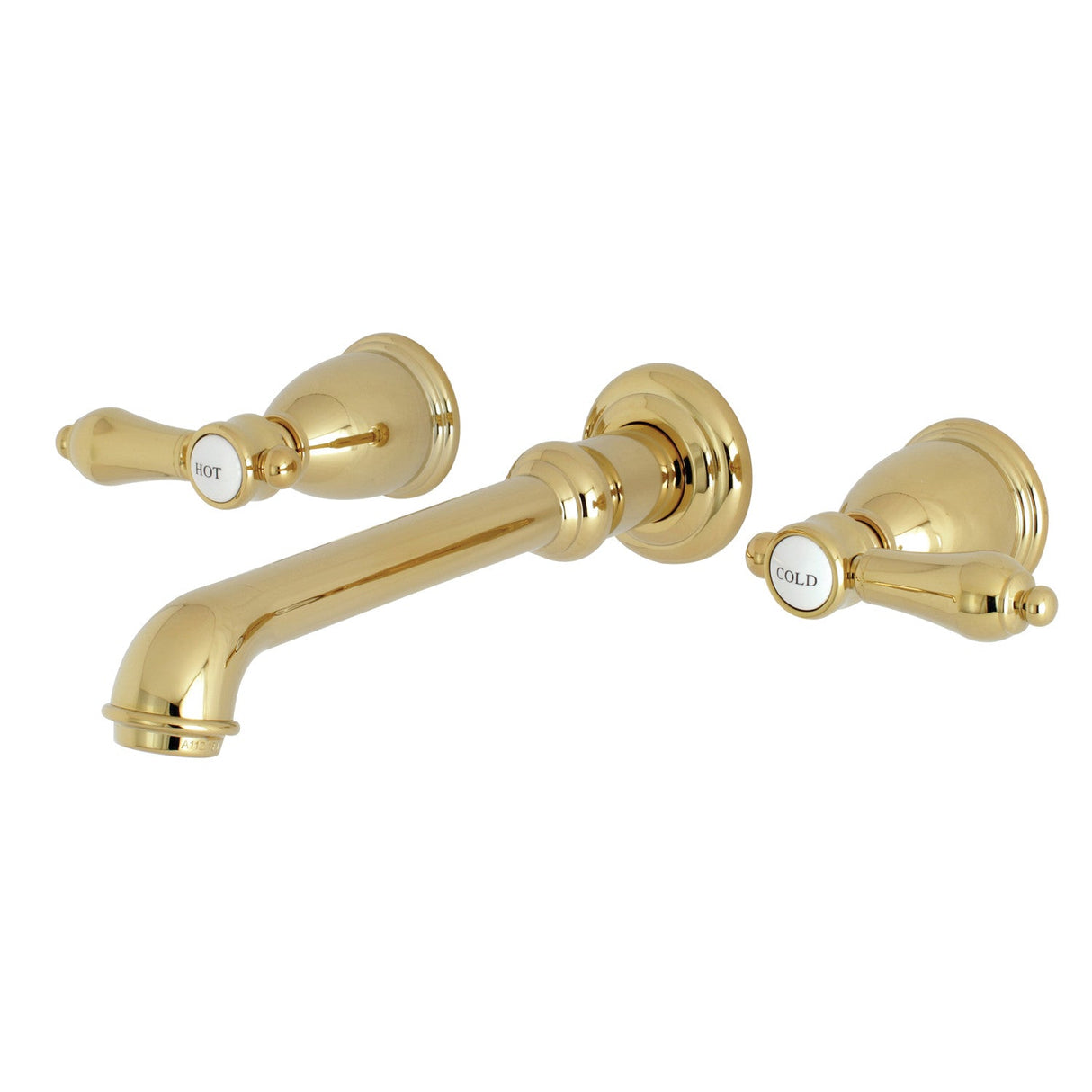 Heirloom KS7122BAL Two-Handle 3-Hole Wall Mount Bathroom Faucet, Polished Brass