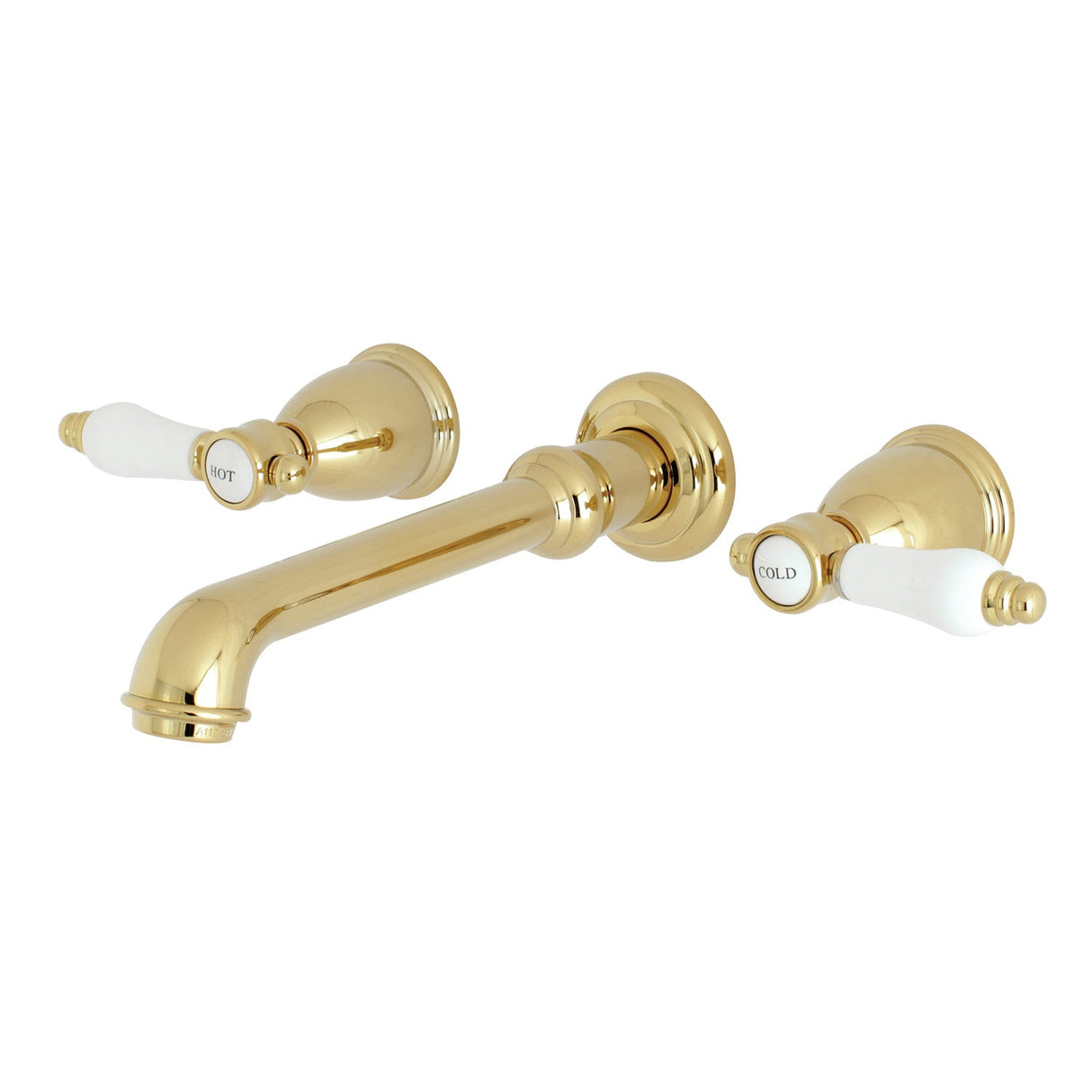 Bel-Air KS7122BPL Two-Handle 3-Hole Wall Mount Bathroom Faucet, Polished Brass