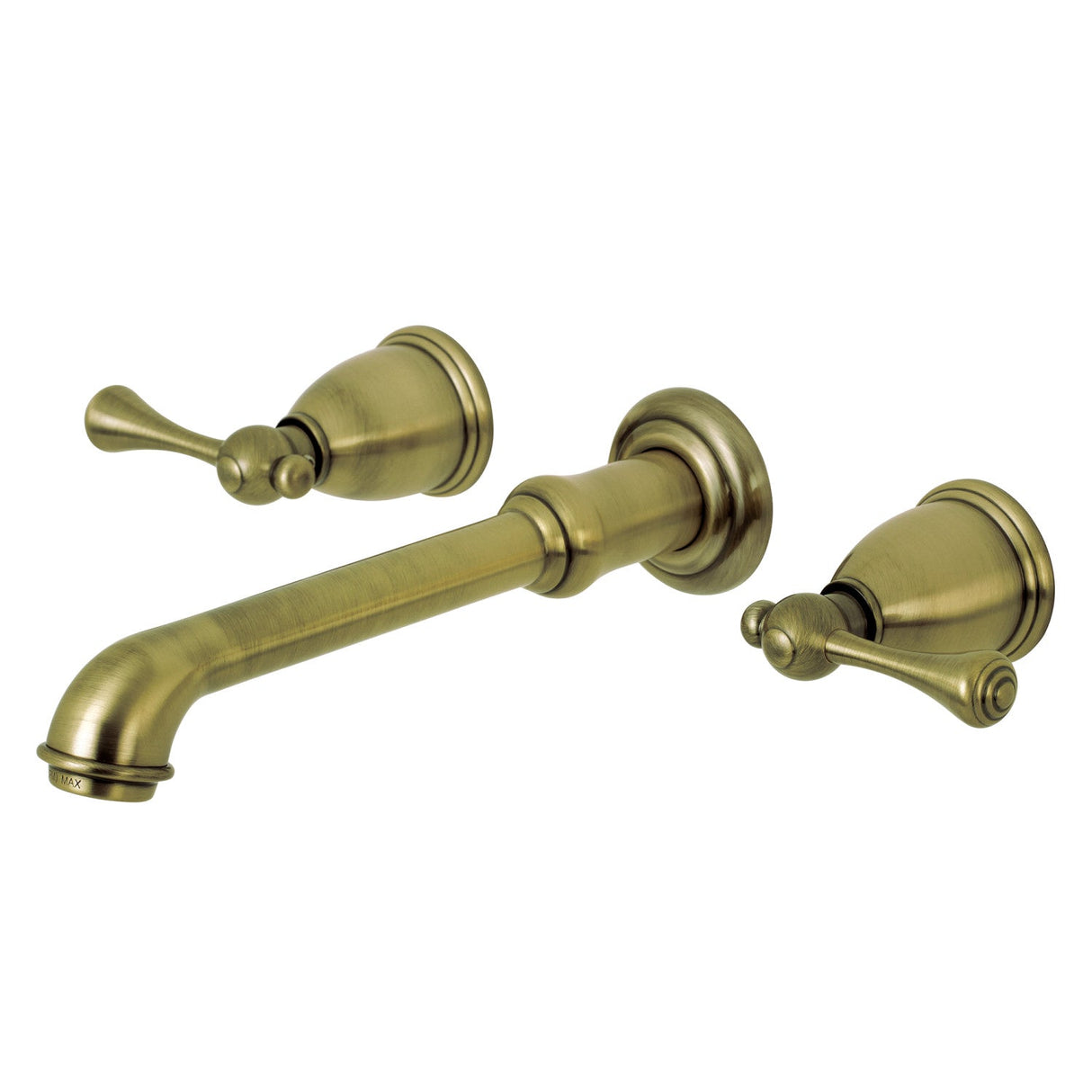 English Country KS7123BL Two-Handle 3-Hole Wall Mount Bathroom Faucet, Antique Brass