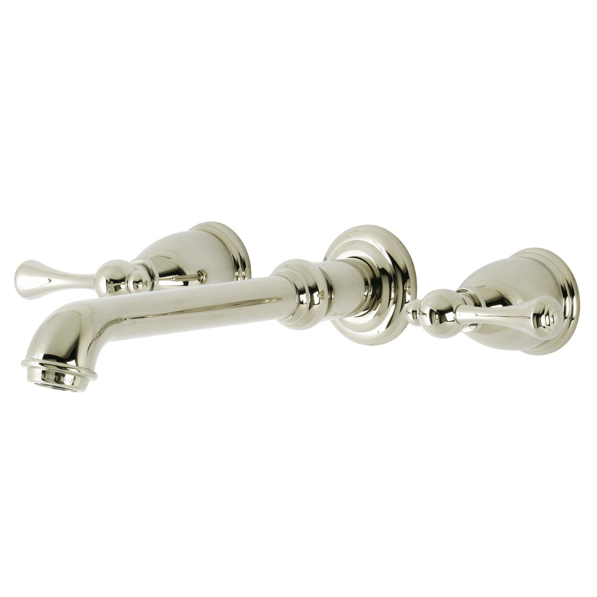 English Country KS7126BL Two-Handle 3-Hole Wall Mount Bathroom Faucet, Polished Nickel