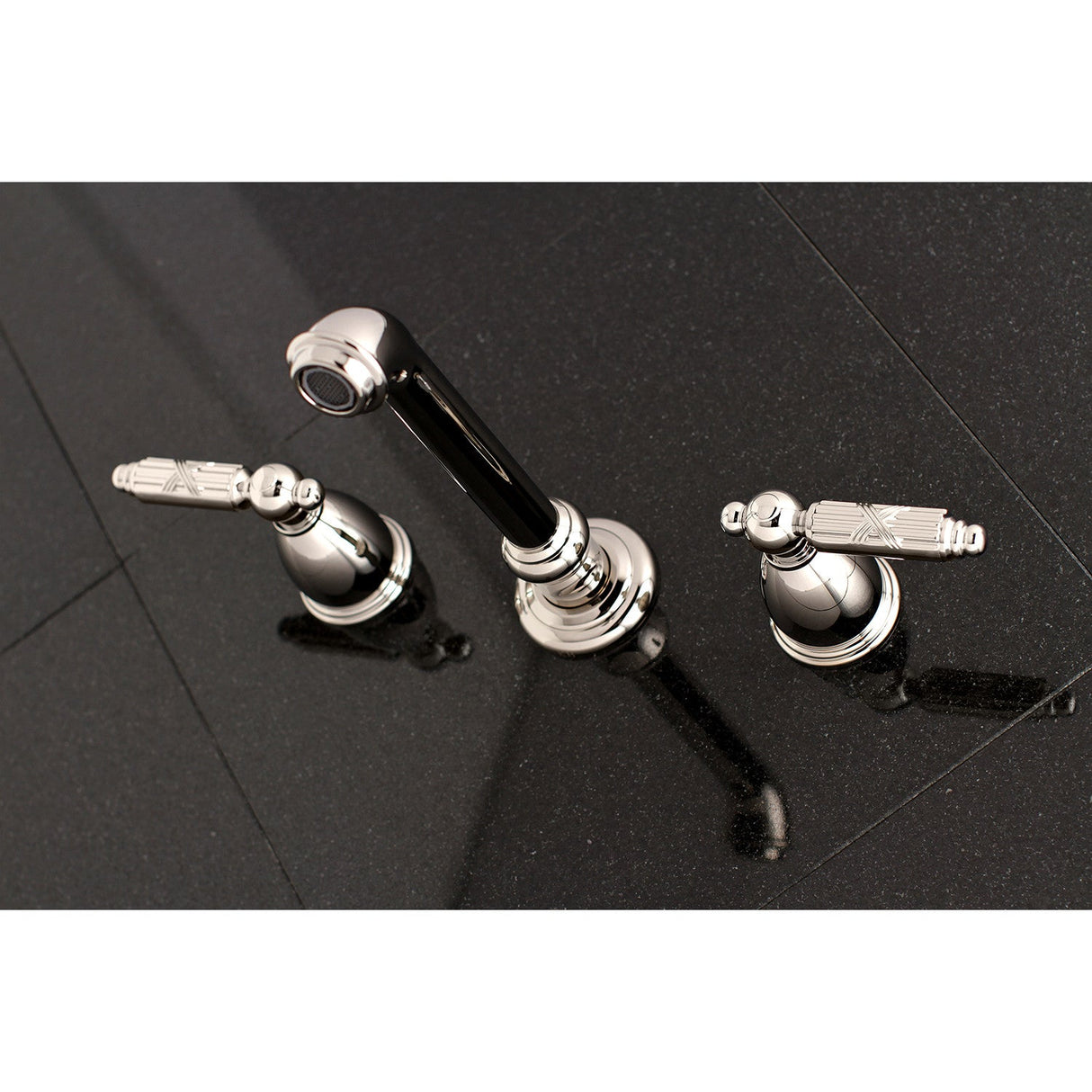Georgian KS7126GL Two-Handle 3-Hole Wall Mount Bathroom Faucet, Polished Nickel