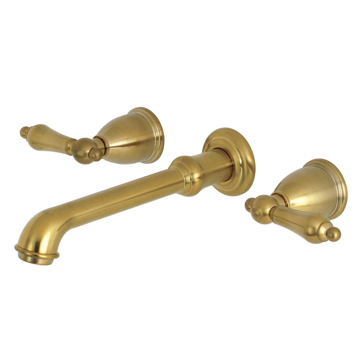 English Country KS7127AL Two-Handle 3-Hole Wall Mount Bathroom Faucet, Brushed Brass