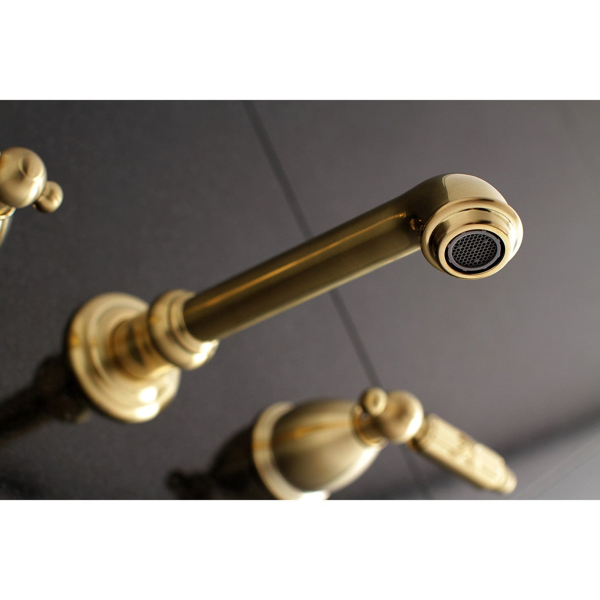 Georgian KS7127GL Two-Handle 3-Hole Wall Mount Bathroom Faucet, Brushed Brass