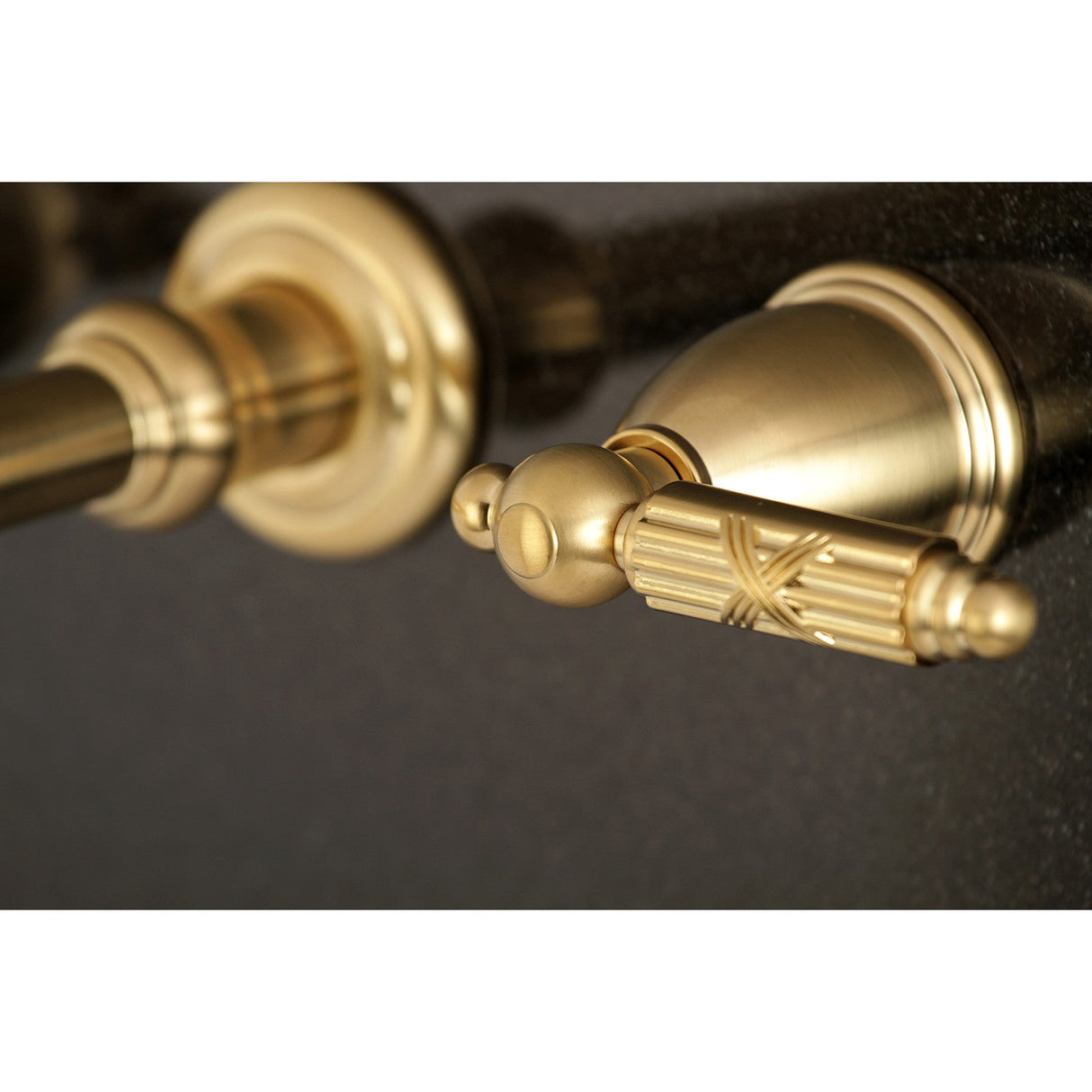 Georgian KS7127GL Two-Handle 3-Hole Wall Mount Bathroom Faucet, Brushed Brass
